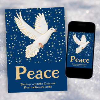 Cartes Pour Fêtes Annuelles Custom Retro Christmas Peace Watercolor Dove