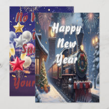 Custom Vintage Magical Express New Year  Card