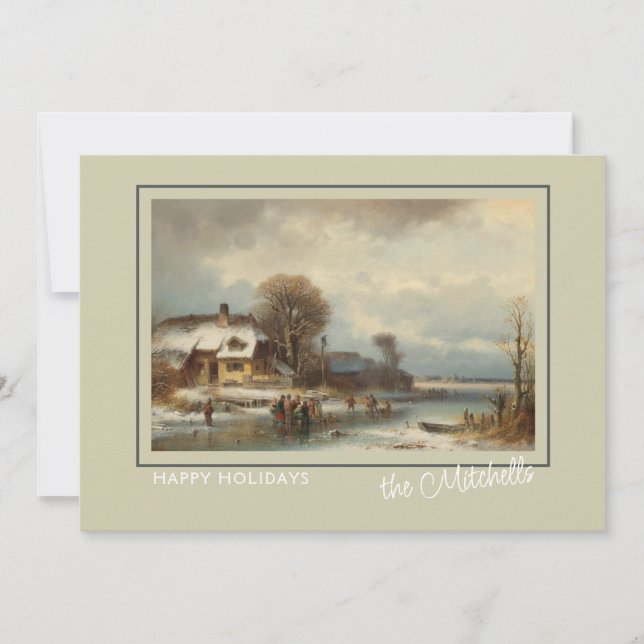 Cartes Pour Fêtes Annuelles Custom Winter Wonderland Paysage peinture d'art (Devant)