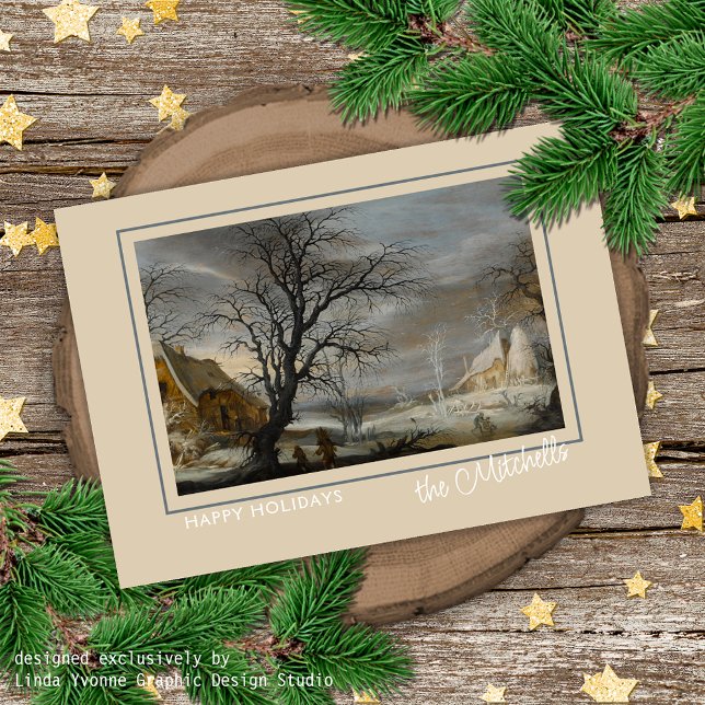 Cartes Pour Fêtes Annuelles Custom Winter Wonderland Paysage peinture d'art (Créateur téléchargé)