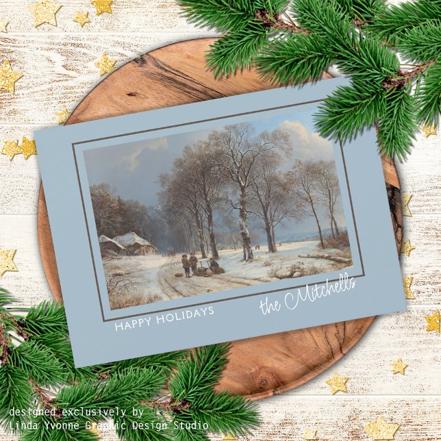 Cartes Pour Fêtes Annuelles Custom Winter Wonderland Paysage peinture d'art (Créateur téléchargé)