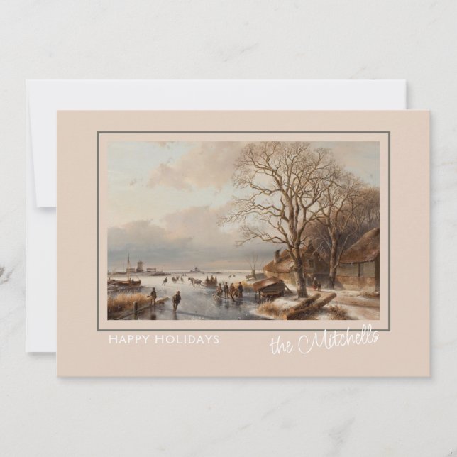 Cartes Pour Fêtes Annuelles Custom Winter Wonderland Paysage peinture d'art (Devant)