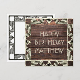 Cartes Pour Fêtes Annuelles Custom Wood Manly Moderne Chic Masculine Anniversa