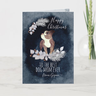 Cartes Pour Fêtes Annuelles Customisé Boston Terrier Maman Aquarelle Noël