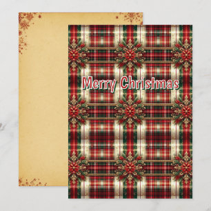 Cartes Pour Fêtes Annuelles Customisé Red Green Gold Festive Plaid