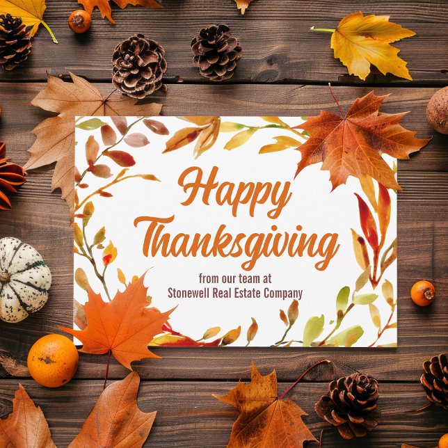 Cartes Pour Fêtes Annuelles Customized Happy Thanksgiving Autumn Leaf Business (Créateur téléchargé)