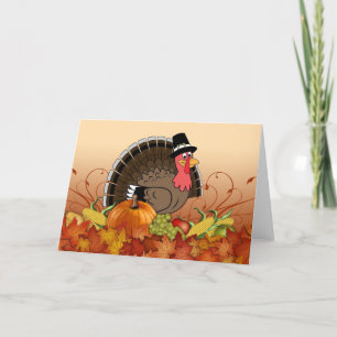 Cartes Pour Fêtes Annuelles Cute animée Thanksgiving Day turkey