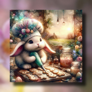 Cartes Pour Fêtes Annuelles Cute Aquarelle Bunny Frosting Cookies de Pâques