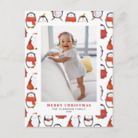 Cute Aquarelle Pingouins Motif Noël Photo