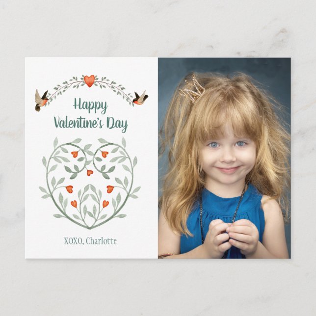 Cartes Pour Fêtes Annuelles Cute Aquarelle Valentine avec votre photo (Devant)