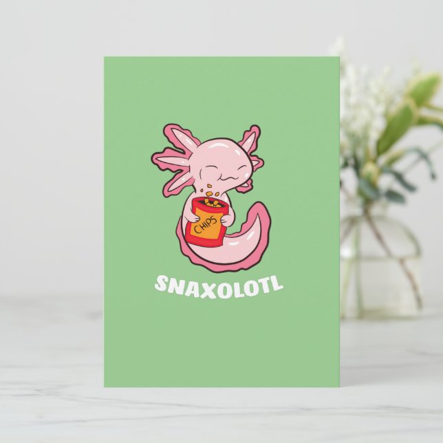 Cartes Pour Fêtes Annuelles Cute Axolotl Lover Snaxolotl Kawaii (Debout devant)