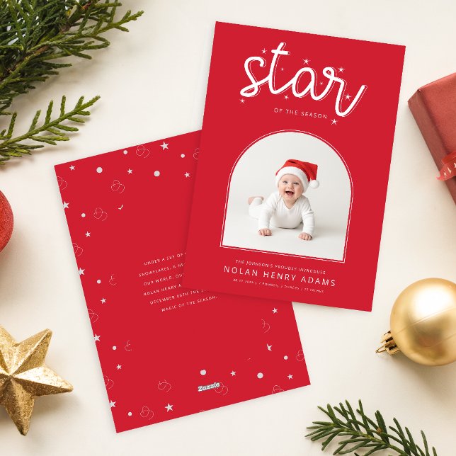 Cartes Pour Fêtes Annuelles Cute Baby First Christmas Photo Birth Announcement (Créateur téléchargé)