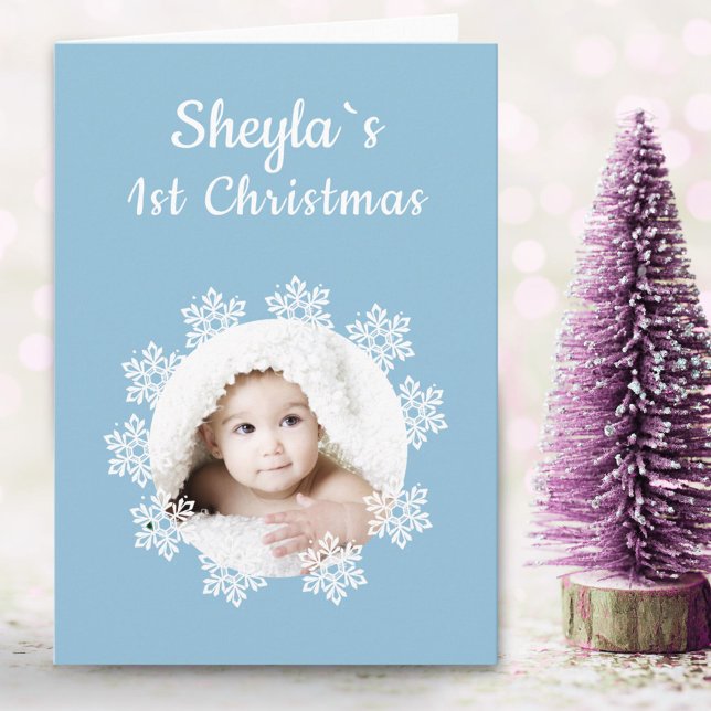 Cartes Pour Fêtes Annuelles Cute Baby scur 1er Noël Snowflake Photo (Créateur téléchargé)