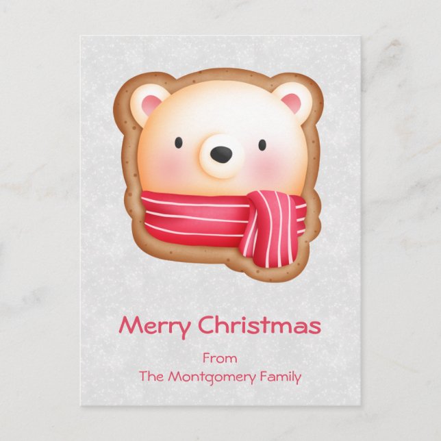 Cartes Pour Fêtes Annuelles Cute Bear Face Red Scarf et Rosy Cheeks Christmas (Devant)