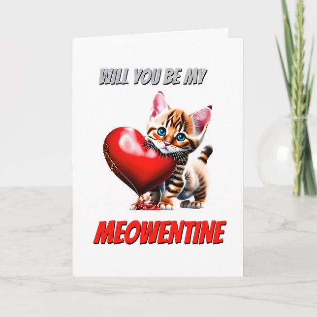 Cartes Pour Fêtes Annuelles Cute bengale chaton rouge coeur méowentine valenti (Devant)