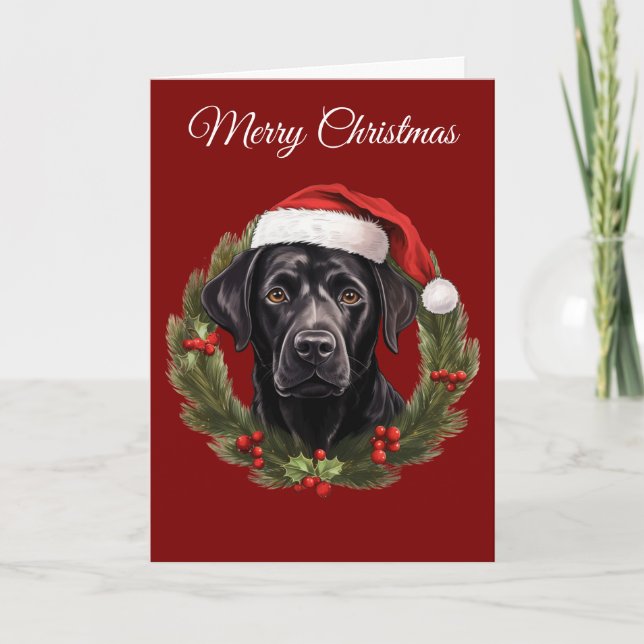 Cartes Pour Fêtes Annuelles Cute Black Dog at Christmas (Devant)