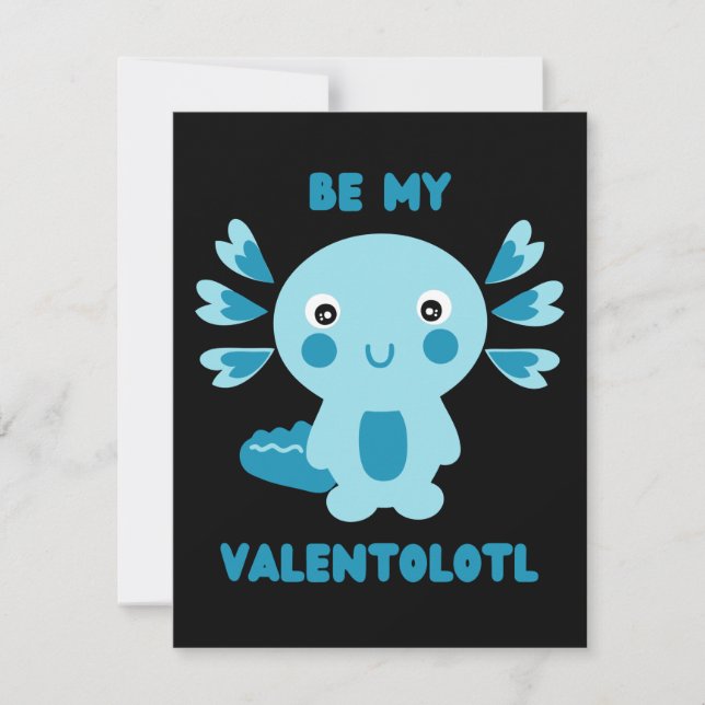 Cartes Pour Fêtes Annuelles Cute bleu kawaii axolotl demander - Soyez mon Vale (Devant)