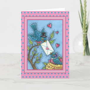 CARTES POUR FÊTES ANNUELLES CUTE BLUEBIRD SWEETHEARTS, INSÉPARABLE VALENTINE