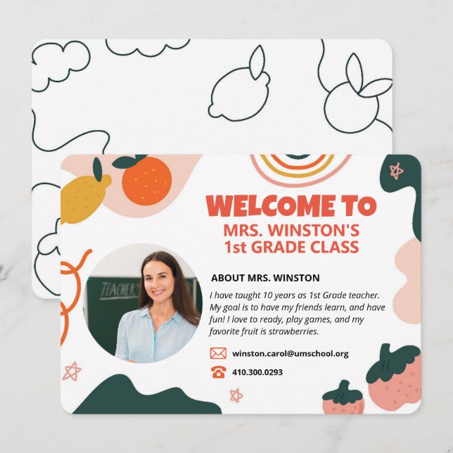 Cartes Pour Fêtes Annuelles Cute Bohemian Welcome Card Enseignant (Devant / Derrière)