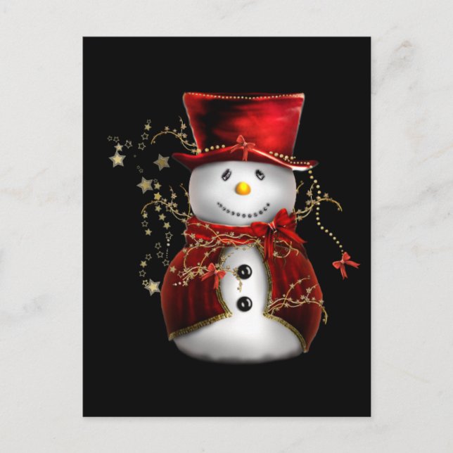 Cartes Pour Fêtes Annuelles Cute bonhomme de neige en Velours rouge Noël (Devant)