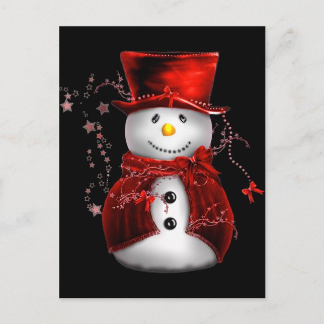 Cartes Pour Fêtes Annuelles Cute bonhomme de neige en Velours rouge Noël (Devant)