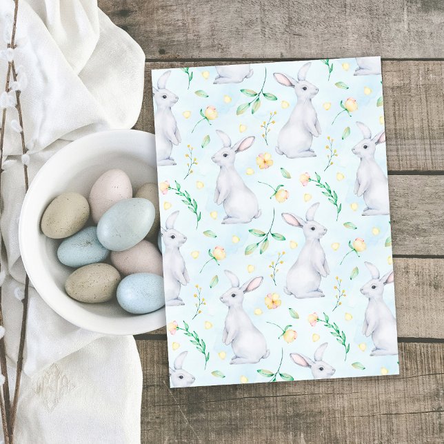 Cartes Pour Fêtes Annuelles Cute Bunnies Pâques Aquarelle Motif (Créateur téléchargé)