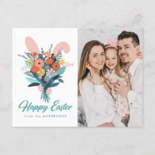 Cartes Pour Fêtes Annuelles Cute Bunny Bouquet Pâques