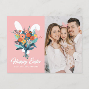 Cartes Pour Fêtes Annuelles Cute Bunny Bouquet Pâques