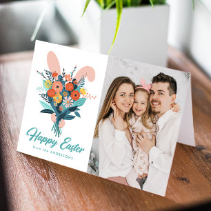 Cartes Pour Fêtes Annuelles Cute Bunny Bouquet Pâques