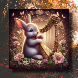 Cartes Pour Fêtes Annuelles Cute Bunny Imaginaire Floral Art Nouveau Pâques