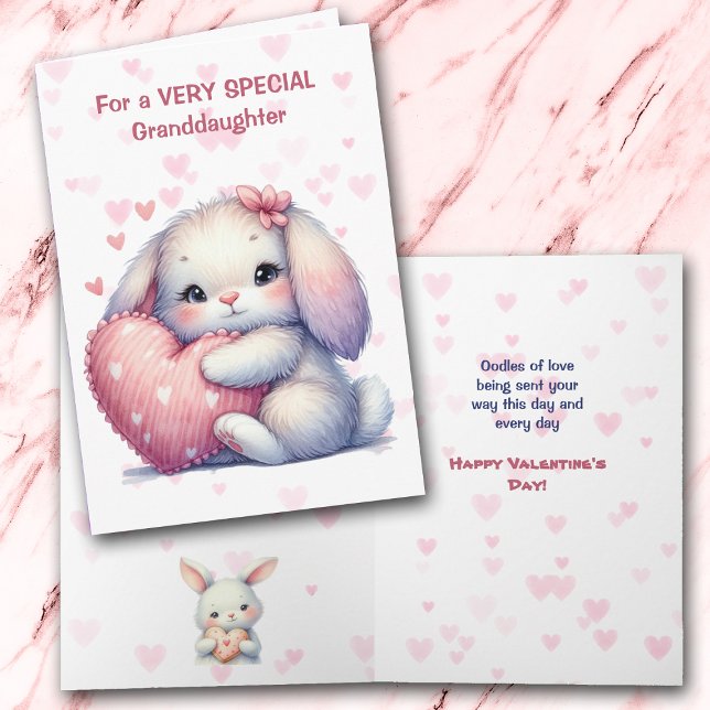 Cartes Pour Fêtes Annuelles Cute Bunny Rabbit Granddaughter Valentine Card (Créateur téléchargé)