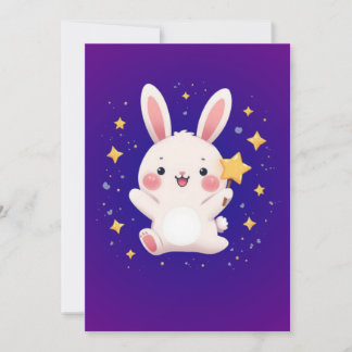 Cartes Pour Fêtes Annuelles Cute Bunny Star Greeting Card