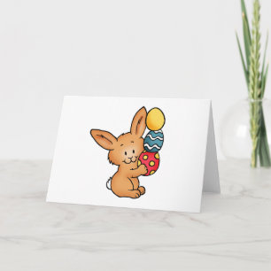 Cartes Pour Fêtes Annuelles Cute Bunny with pile of eggs
