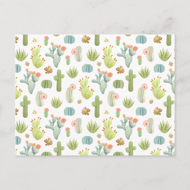 Cartes Pour Fêtes Annuelles Cute Cactus Motif (Devant)