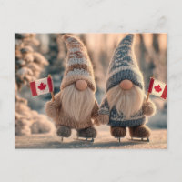 Cute Canadian Gnomes Ice Skating dans l'hiver enne