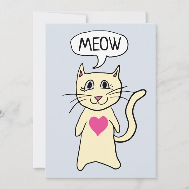Cartes Pour Fêtes Annuelles Cute Cat Meow Je T'Aime Valentines Jour Appartemen (Devant)