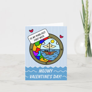Cartes Pour Fêtes Annuelles Cute Cat Sweet Adventure Voilier Valentine