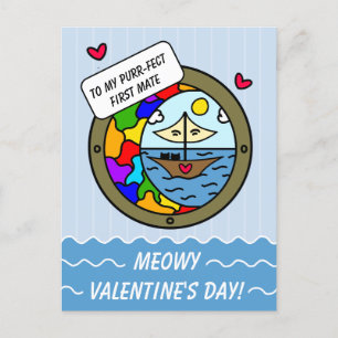 Cartes Pour Fêtes Annuelles Cute Cat Sweet Adventure Voilier Valentine