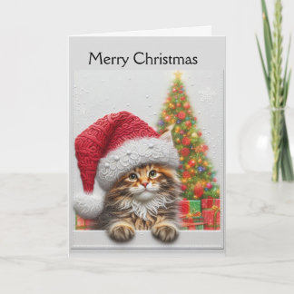 Cartes Pour Fêtes Annuelles Cute Cat with Santa Hat Christmas 