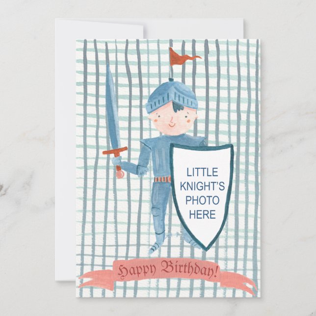 Cartes Pour Fêtes Annuelles Cute chevalier photo personnalisée Anniversaire (Devant)