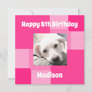 Cartes Pour Fêtes Annuelles Cute Chien Photo 5Anniversaire rose