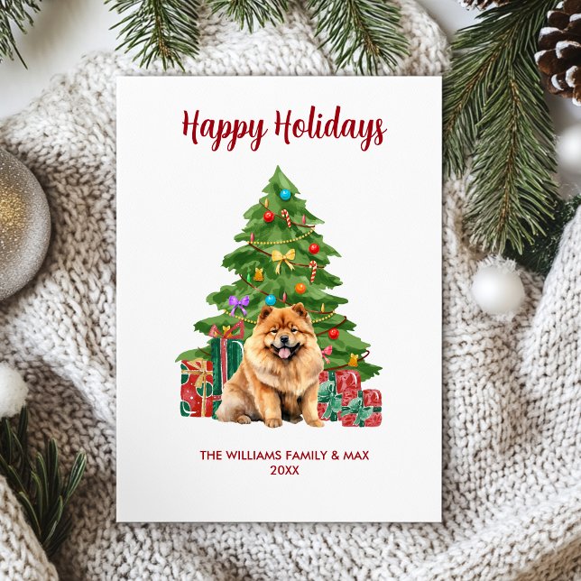 Cartes Pour Fêtes Annuelles Cute Chow Chow Chig Famille Noël (Créateur téléchargé)