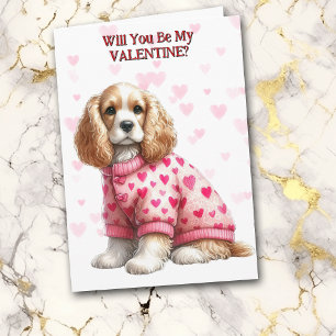 Cartes Pour Fêtes Annuelles Cute Cocker Spaniel Puppy en Sweat Valentine