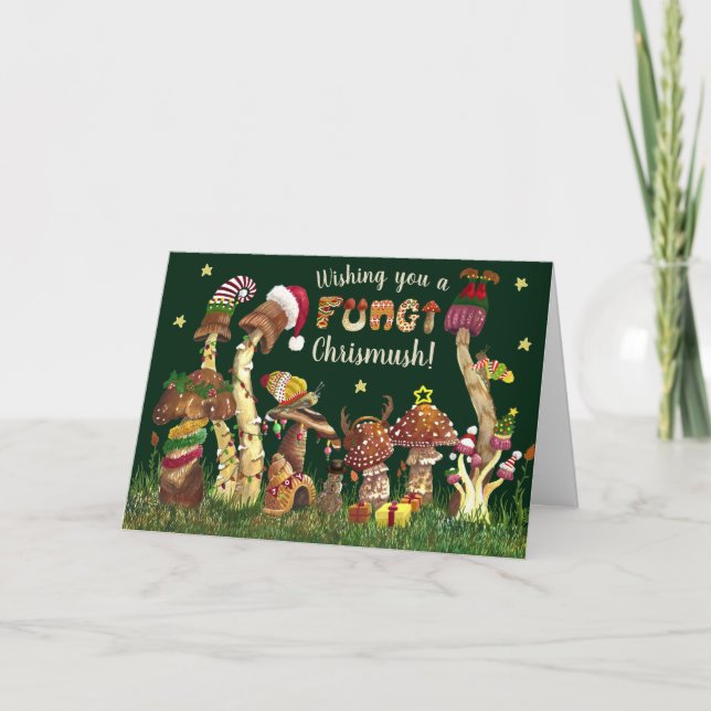 Cartes Pour Fêtes Annuelles Cute Colorful Festiful Champignons de champignons  (Devant)