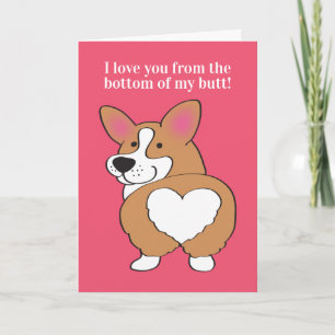 Cartes Pour Fêtes Annuelles Cute Corgi Chien Coeur Butt Valentines