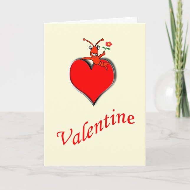 Cartes Pour Fêtes Annuelles Cute Crawfish / Lobster Heart Valentine (Devant)