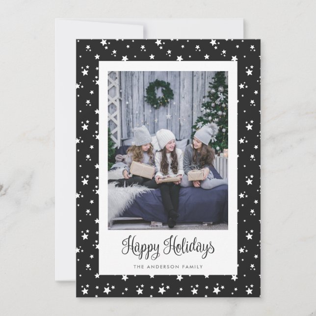 Cartes Pour Fêtes Annuelles Cute Custom Black Stars Photo (Devant)