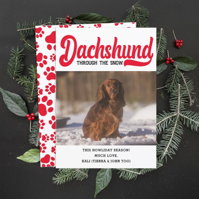 Cartes Pour Fêtes Annuelles Cute Dachshund Chien de Noël Photo personnalisée (Créateur téléchargé)