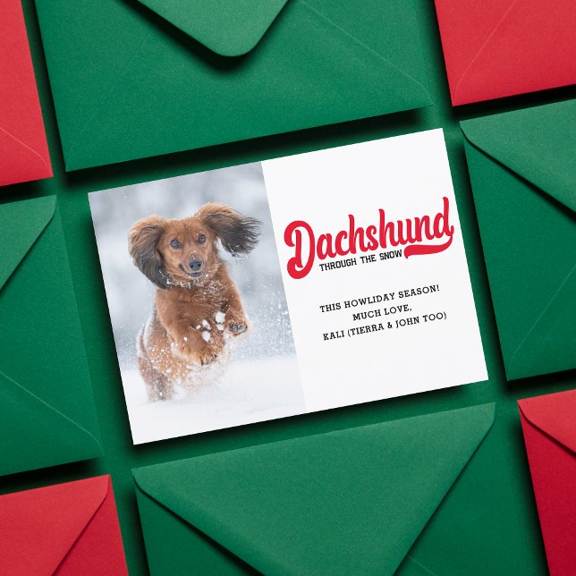 Cartes Pour Fêtes Annuelles Cute Dachshund Chien de Noël Photo personnalisée (Créateur téléchargé)