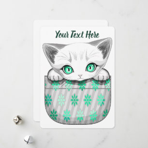 Cartes Pour Fêtes Annuelles Cute de chat et pointe joueuse à partir d'une poch
